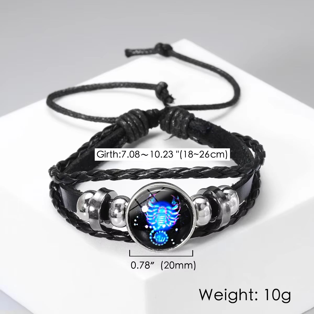 Zodiac Sign Luminous Leather Bracelet
