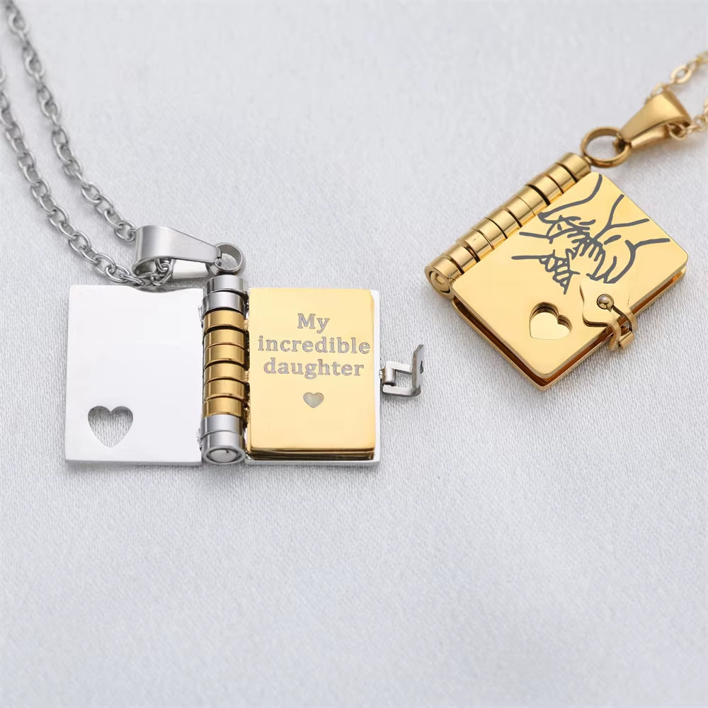 Openable Book Locket Necklace