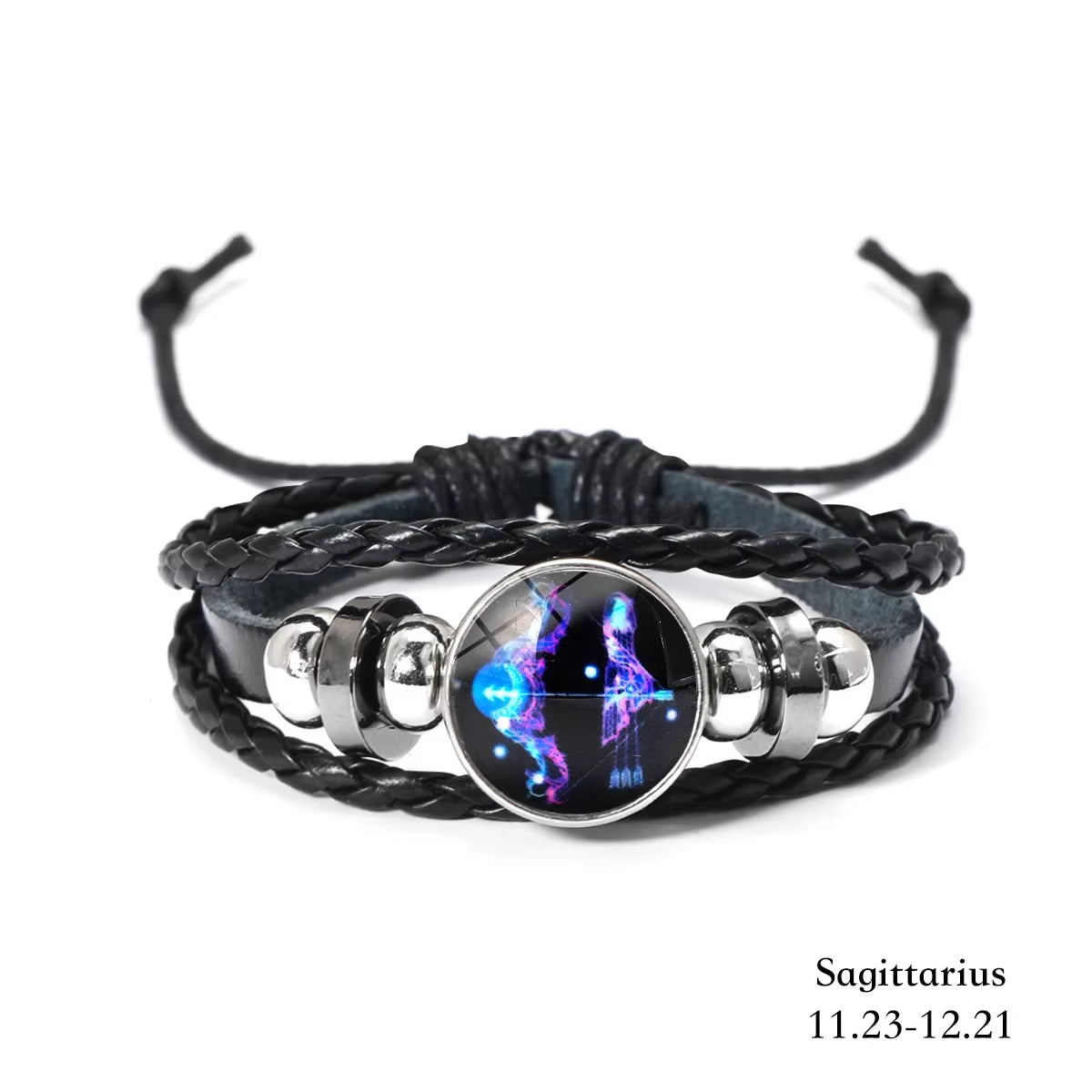 Zodiac Sign Luminous Leather Bracelet