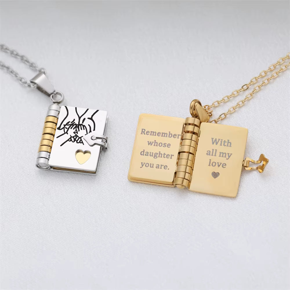 Openable Book Locket Necklace