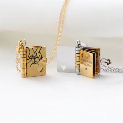 Openable Book Locket Necklace