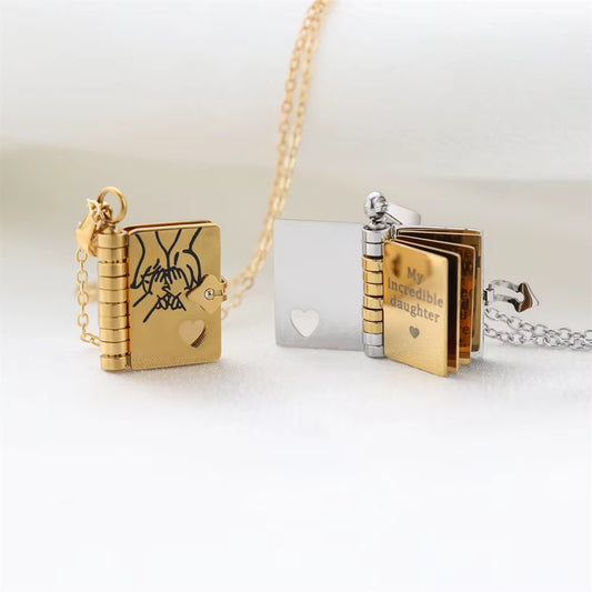 Openable Book Locket Necklace