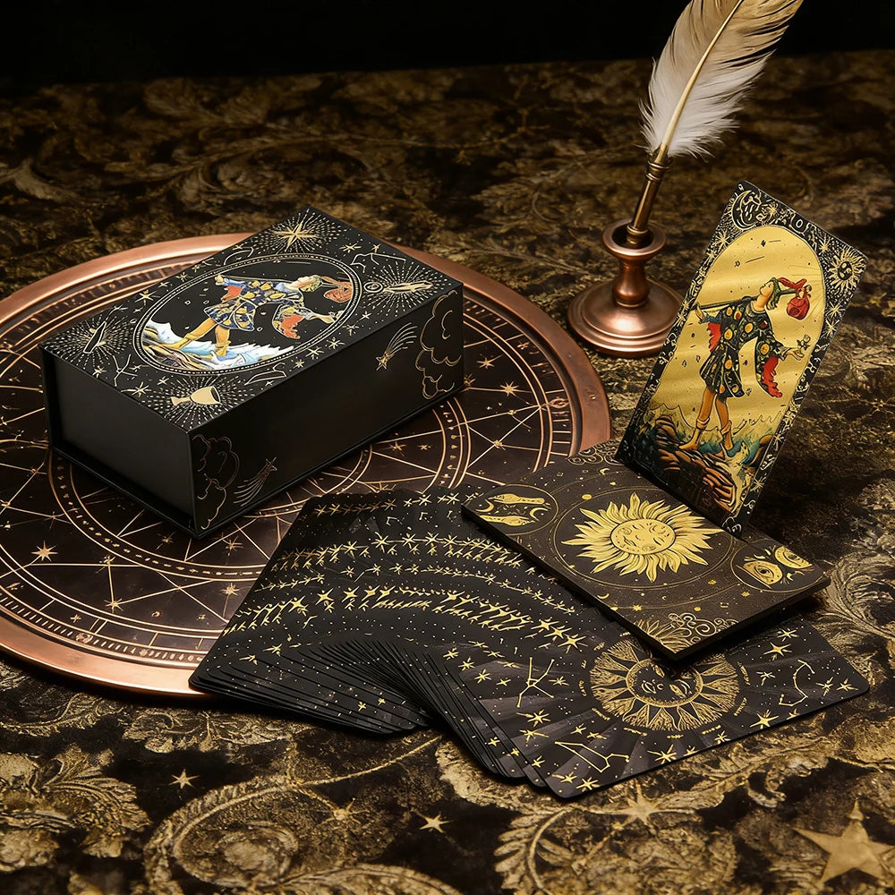 Transform Your Tarot Experience with Our Premium Golden Foil Card Set & Elegant Wooden Stand! ✨🔮