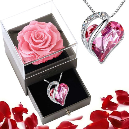 Unveil Your Love with the Elegant Ocean Heart Necklace and Eternal Rose Jewelry Box - The Ultimate Valentine's Day and Mother's Day Gift
