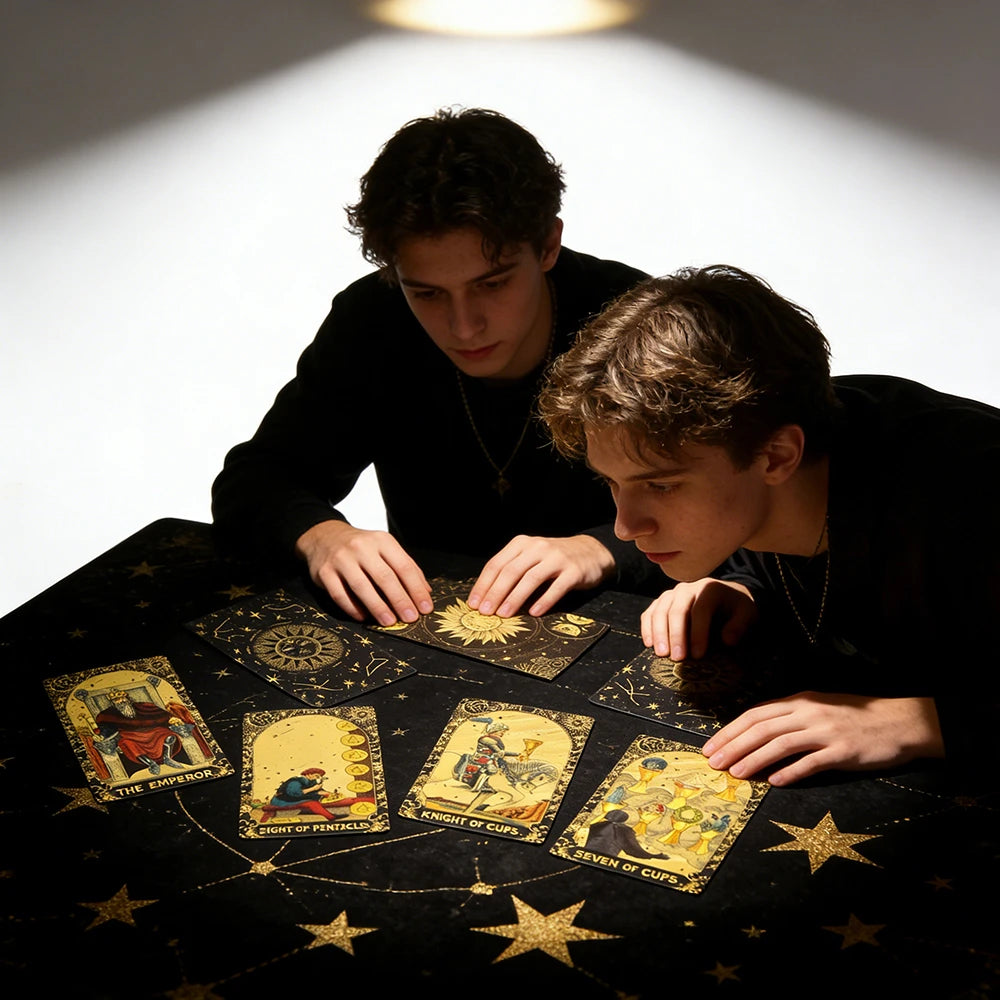 Transform Your Tarot Experience with Our Premium Golden Foil Card Set & Elegant Wooden Stand! ✨🔮