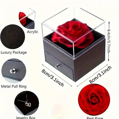 Unveil Your Love with the Elegant Ocean Heart Necklace and Eternal Rose Jewelry Box - The Ultimate Valentine's Day and Mother's Day Gift