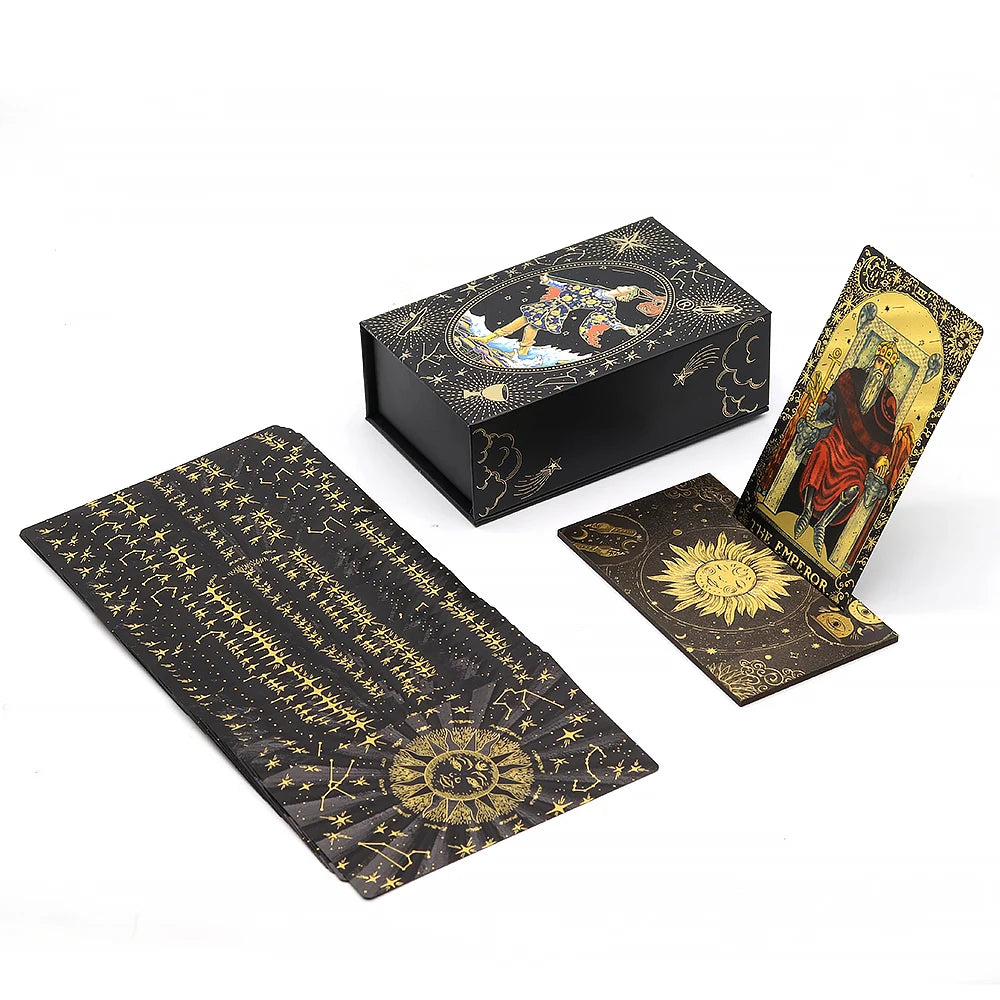 Transform Your Tarot Experience with Our Premium Golden Foil Card Set & Elegant Wooden Stand! ✨🔮