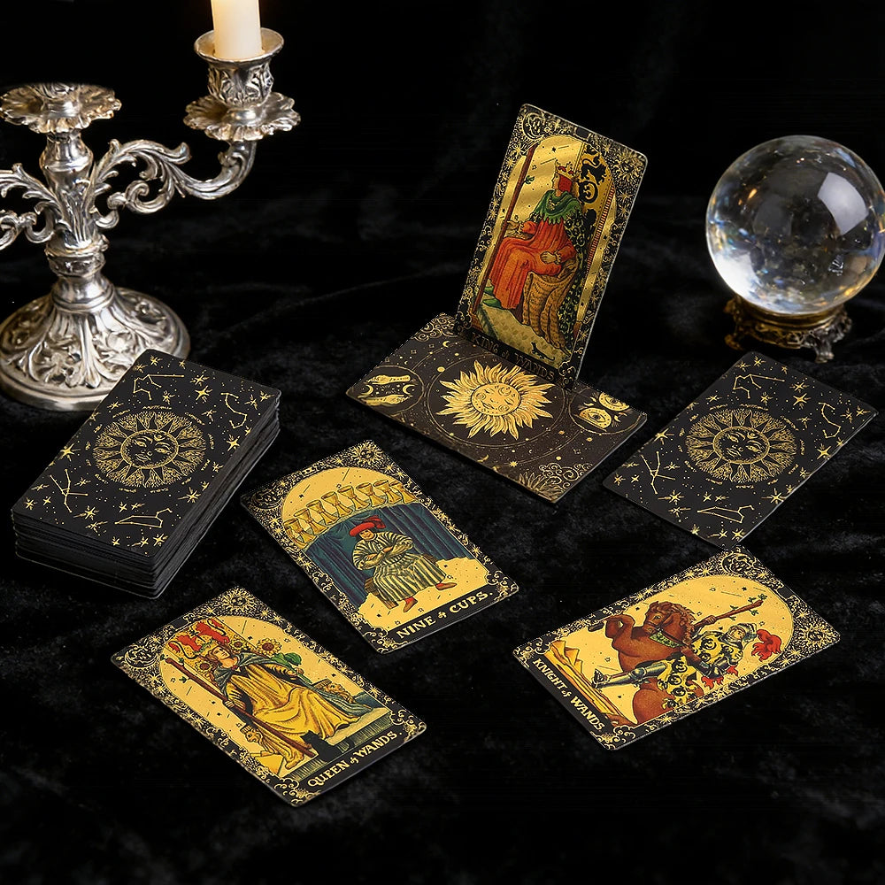 Transform Your Tarot Experience with Our Premium Golden Foil Card Set & Elegant Wooden Stand! ✨🔮