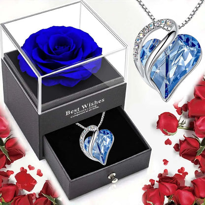 Unveil Your Love with the Elegant Ocean Heart Necklace and Eternal Rose Jewelry Box - The Ultimate Valentine's Day and Mother's Day Gift
