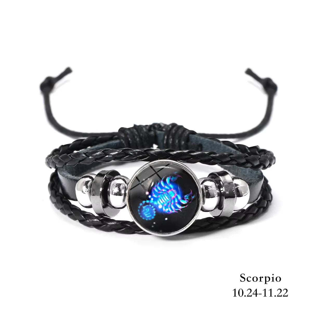 Zodiac Sign Luminous Leather Bracelet
