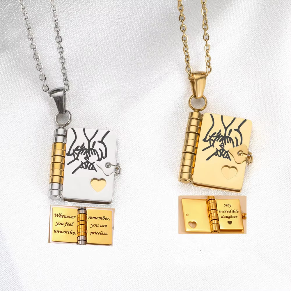 Openable Book Locket Necklace
