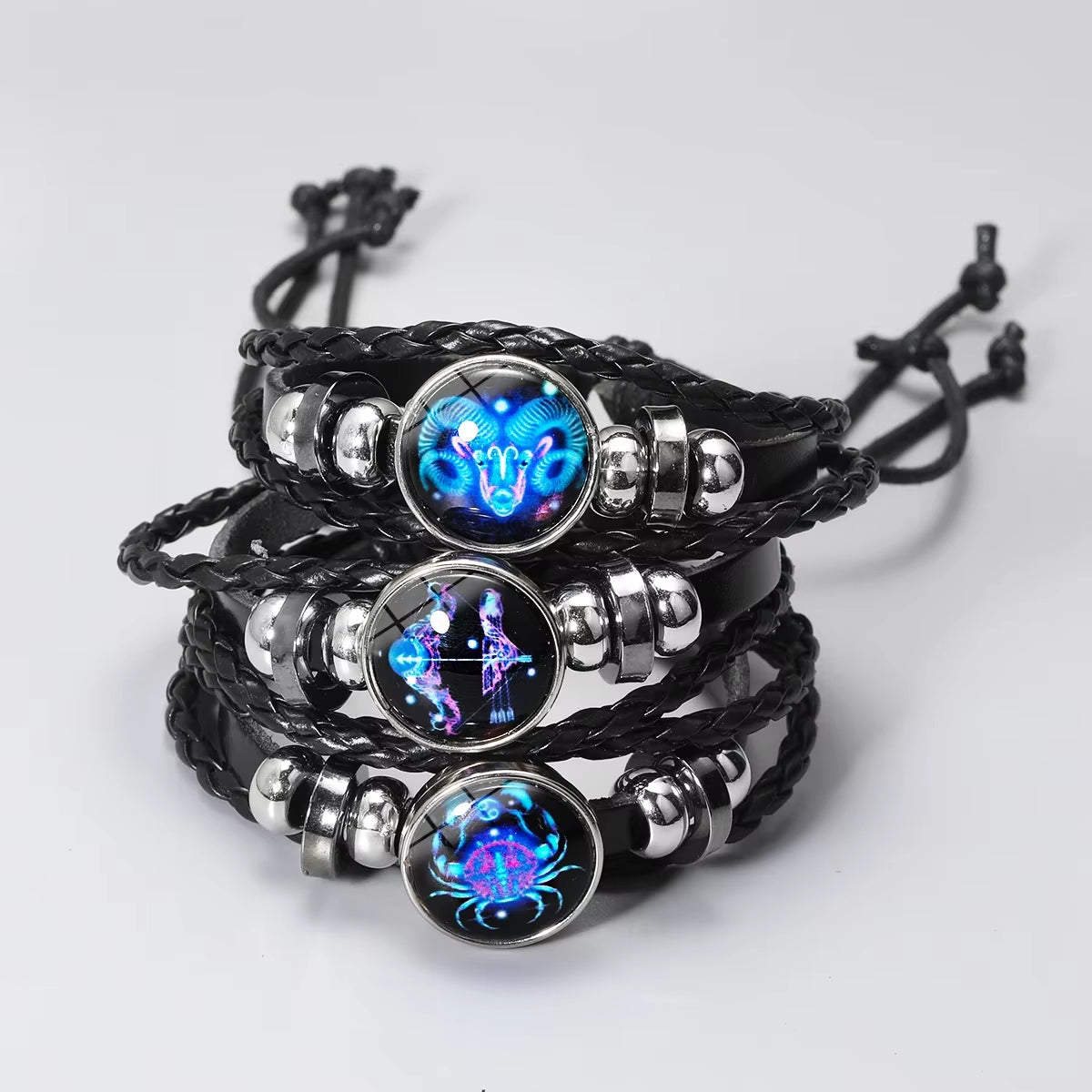 Zodiac Sign Luminous Leather Bracelet